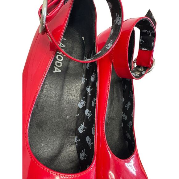DOLLS KILL Lamoda Those Days Power Trip Chunky Platform Heels Red Patent Leather - Picture 7 of 12